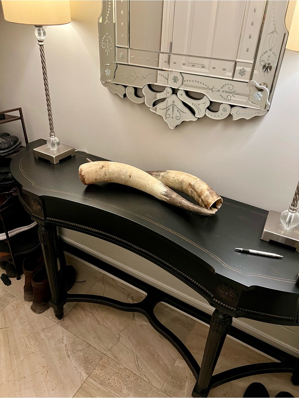 Decorative Natural Horn Accent - Beige and Brown